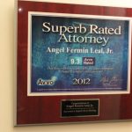 Superb Rated Attorney - Award on wall